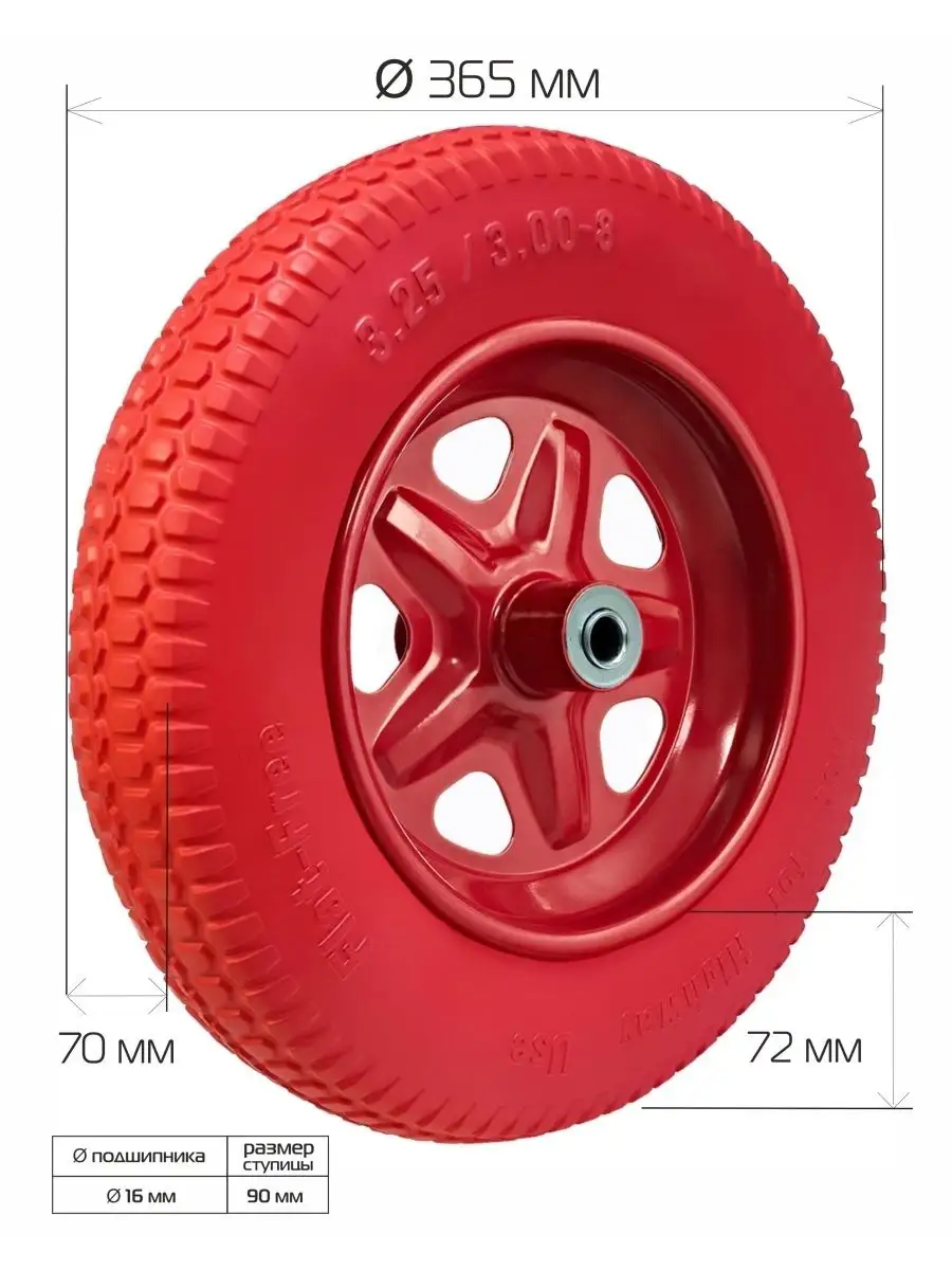 Колесо PU 3,25/3,00*80 D 16 бескам.