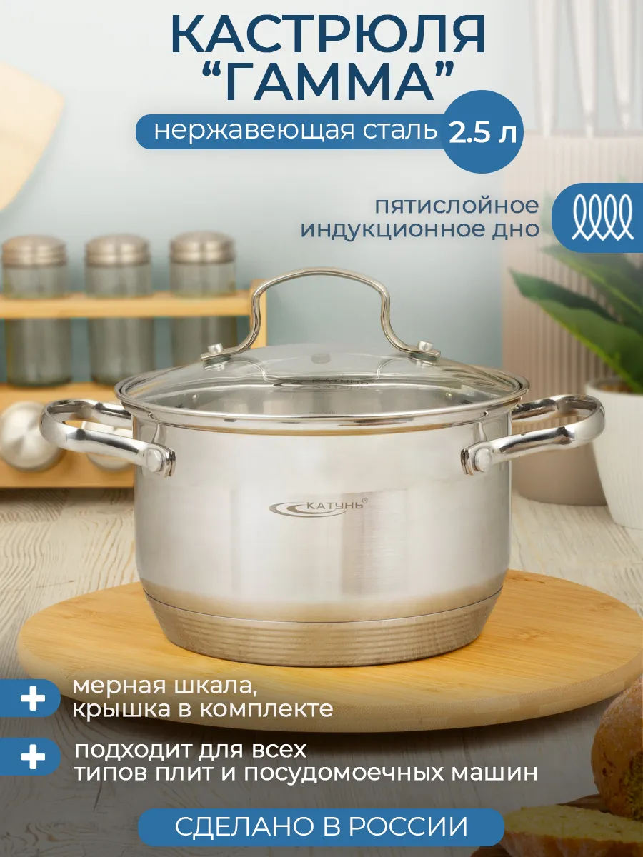Кастрюля нерж 2,5 л Гамма КТ20-D-18
