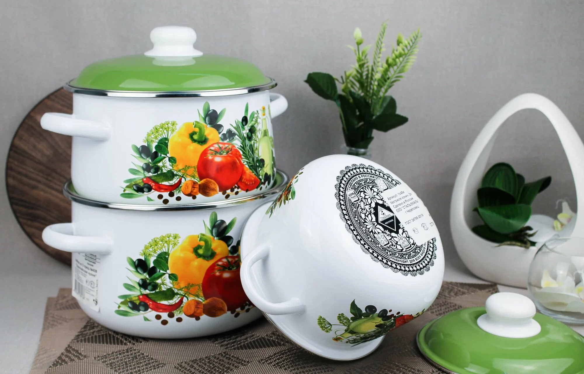 Кастрюля эмаль набор европейская кухня